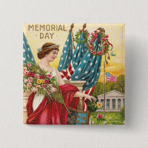 Bóton Quadrado 5.08cm Colômbia observa o vintage do Memorial Day