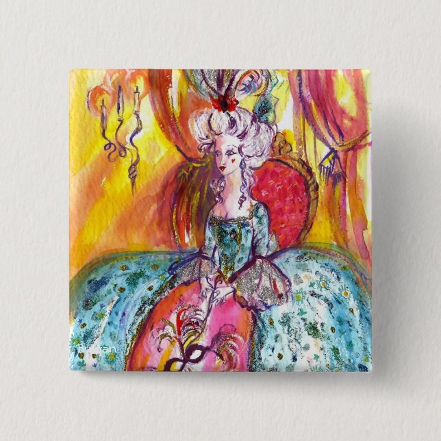 BÓTON QUADRADO 5.08CM COLOMBINA / MÁSCARAS DE MASCARADA VENETINA (Frente)