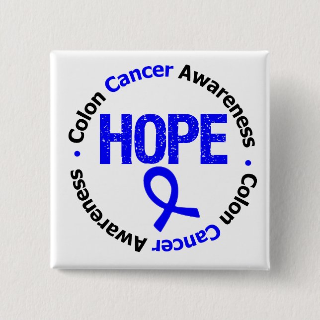 Bóton Quadrado 5.08cm Colon Cancer Hope (Frente)