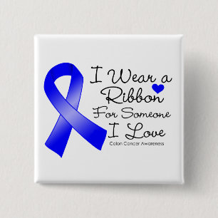Bóton Quadrado 5.08cm Colon Cancer Ribbon Alguém Que Eu Amo