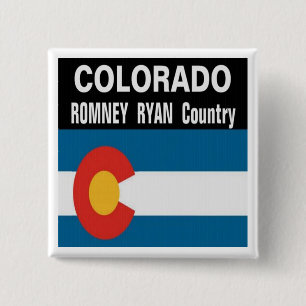 Bóton Quadrado 5.08cm COLORADO é botão do país de Romney Ryan