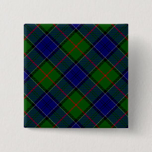 Bóton Quadrado 5.08cm Colquhoun tartan xadrez verde azul