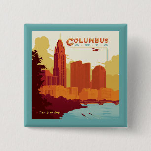 Bóton Quadrado 5.08cm Columbus Ohio Arch City