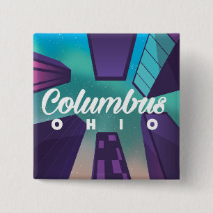 Bóton Quadrado 5.08cm Columbus Ohio - impressão poster de viagens de arr