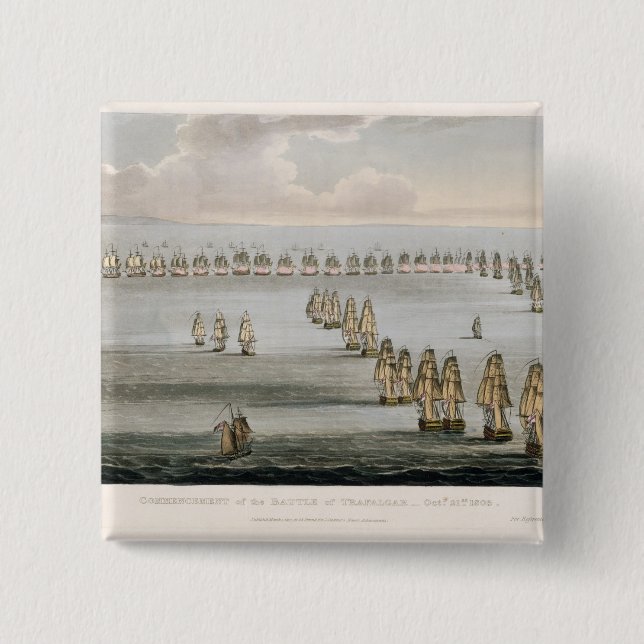 Bóton Quadrado 5.08cm Começo da batalha de Trafalgar, 2ø Octo (Frente)