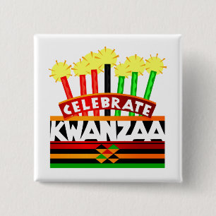 Bóton Quadrado 5.08cm Comemore Kwanzaa