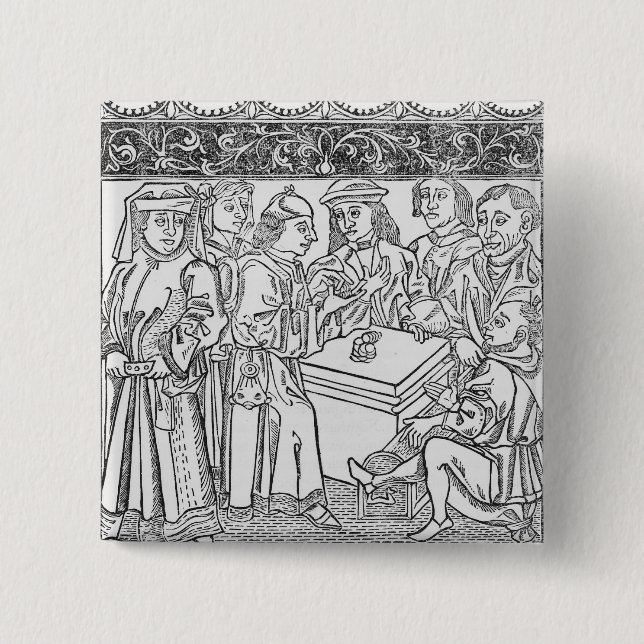Bóton Quadrado 5.08cm Comerciantes e prestamistas (Frente)