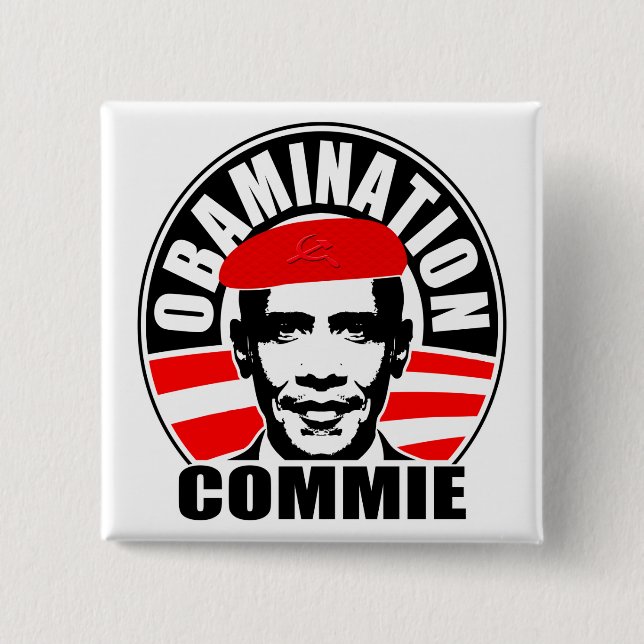 Bóton Quadrado 5.08cm Commie de Obamination (Frente)