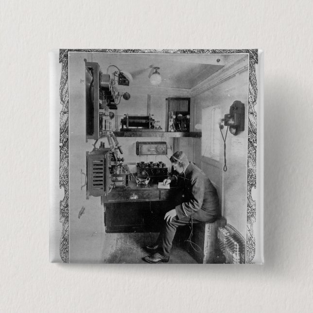 Bóton Quadrado 5.08cm Como a bordo do "titânico destruído " (Frente)