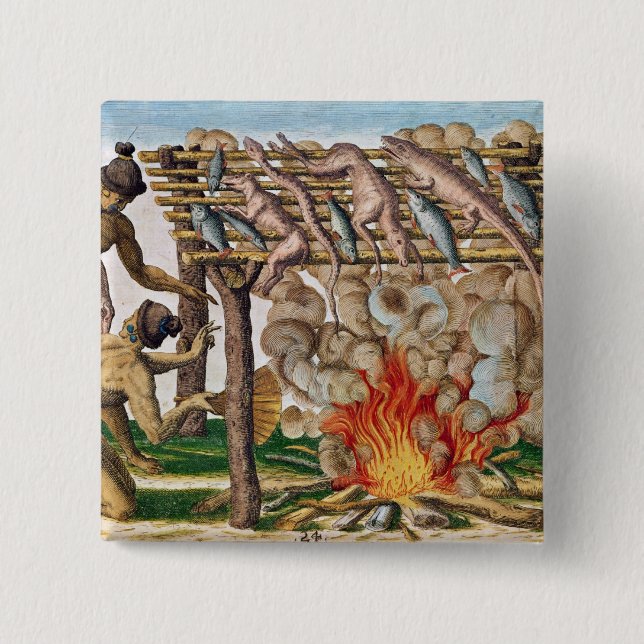 Bóton Quadrado 5.08cm Como grelhar animais, 'de Narratio Brevis (Frente)