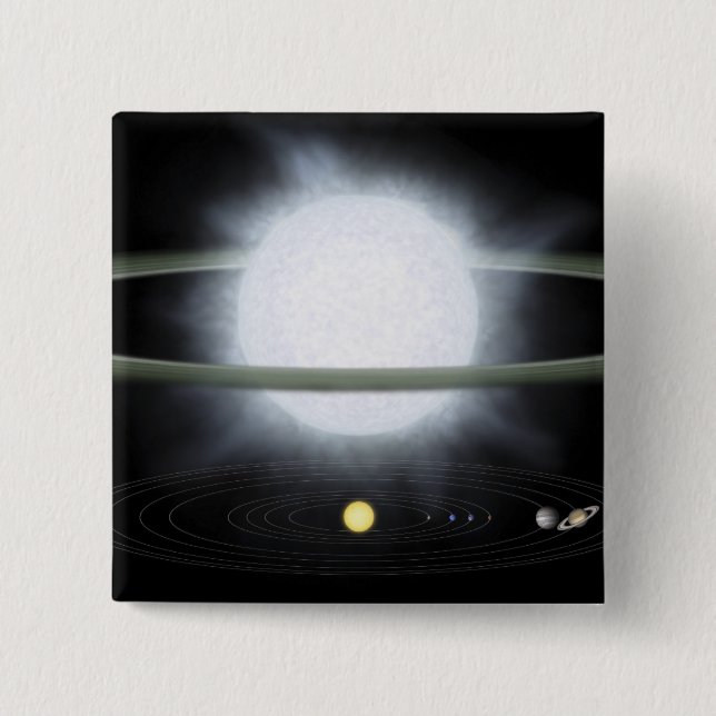 Bóton Quadrado 5.08cm Comparação do tamanho de uma estrela hipergigante (Frente)