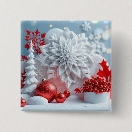 Bóton Quadrado 5.08cm Composição Flor de Inverno