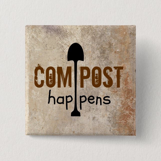 Bóton Quadrado 5.08cm Compostar Acontece (Frente)
