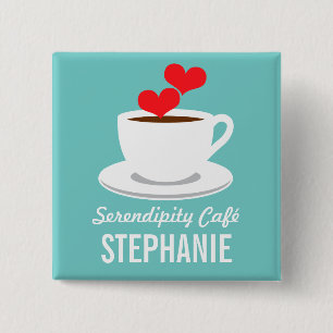 Bóton Quadrado 5.08cm Compro Café Café  Personalizado Crachá de Nome 