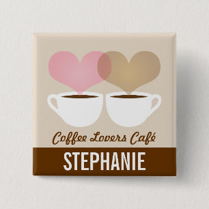 Bóton Quadrado 5.08cm Compro Café Café Personalizado Crachá de Nome