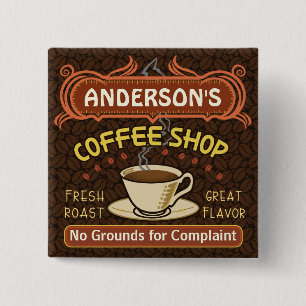 Bóton Quadrado 5.08cm Compro Café com Mug Crie o seu