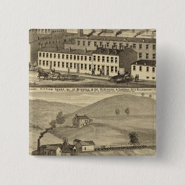 Bóton Quadrado 5.08cm compro de montagem, fundição (Frente)