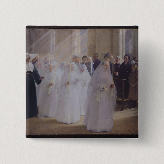 Bóton Quadrado 5.08cm Comunhão solene (Frente)