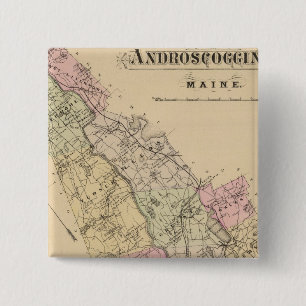Bóton Quadrado 5.08cm Condado de Androscoggin, Mapa do Maine
