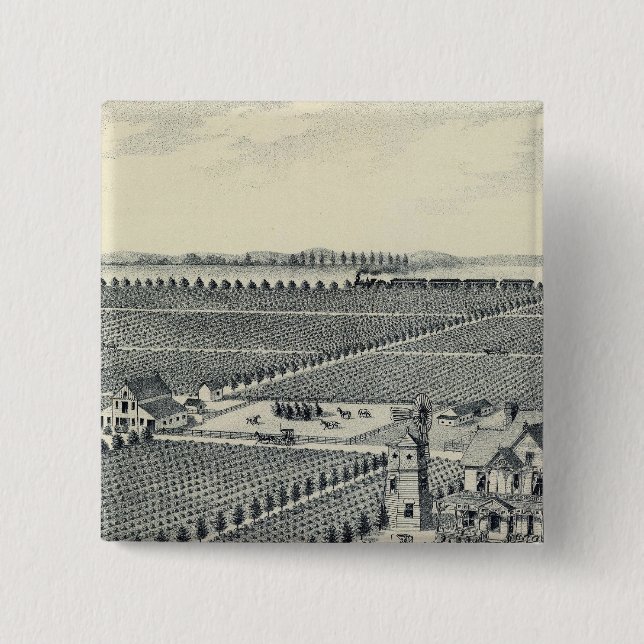 Bóton Quadrado 5.08cm Condado de Caledonia Vineyard, Fresno (Frente)