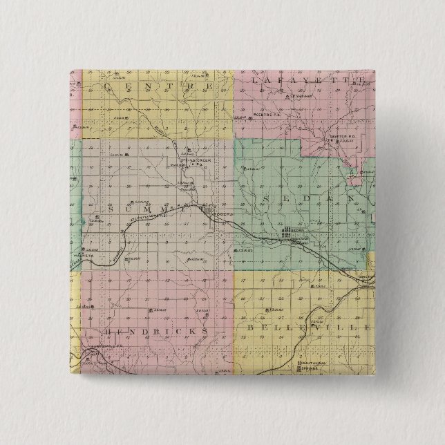 Bóton Quadrado 5.08cm Condado de Chautauqua, Kansas (Frente)