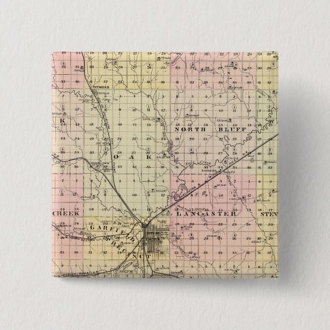 Bóton Quadrado 5.08cm Condado de Lancaster, Nebraska (Frente)