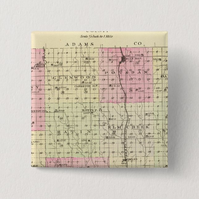 Bóton Quadrado 5.08cm Condado de Webster (Frente)