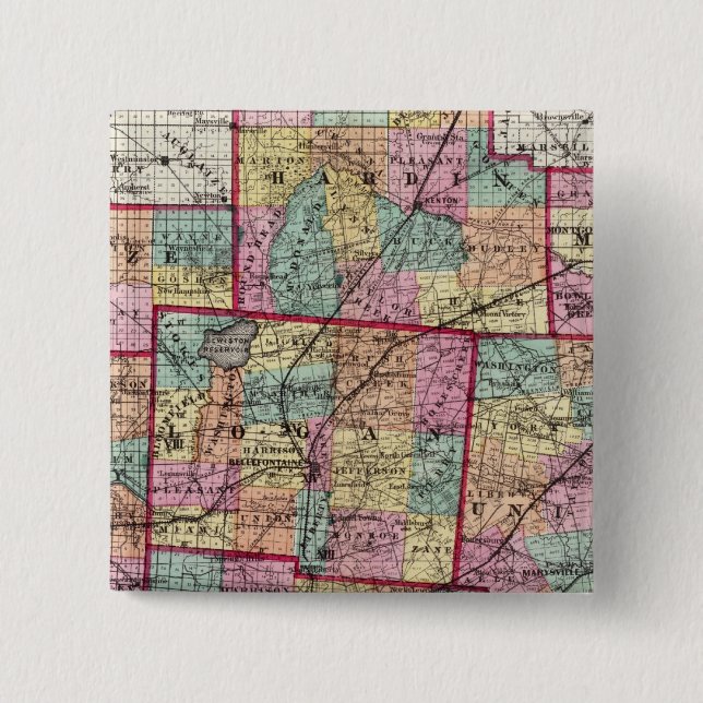 Bóton Quadrado 5.08cm condados de Ohio 2 (Frente)