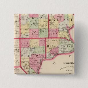 Bóton Quadrado 5.08cm Condados salinos, Gallatin, Hardin, Pope