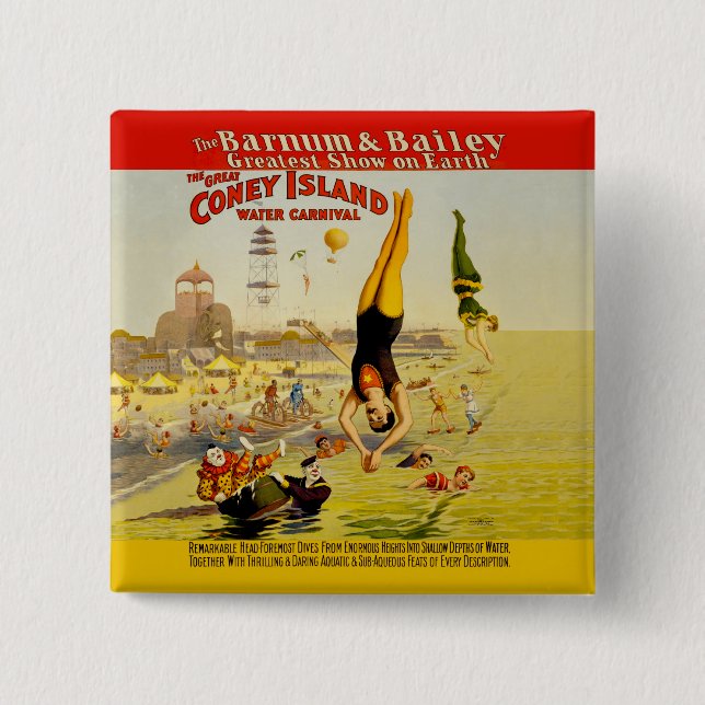 Bóton Quadrado 5.08cm Coney Island Sideshow Poster (Frente)