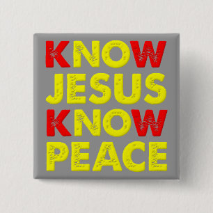 Bóton Quadrado 5.08cm Conheça Jesus Conheça a Paz Botão de Capa Badge Cr