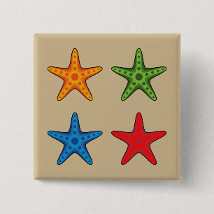 Bóton Quadrado 5.08cm Conjunto de Starfish de Cartoon Colorido Bonito