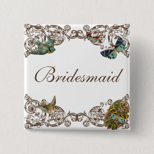 Bóton Quadrado 5.08cm Conjunto do casamento de Botanica - Pin da dama de