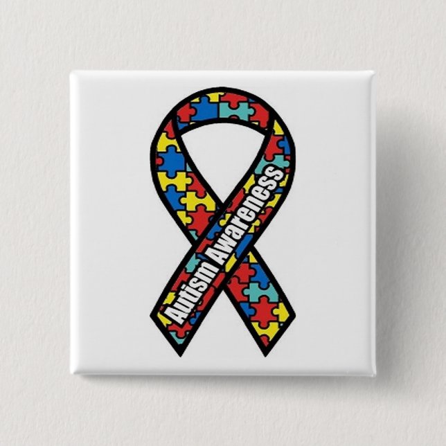 Bóton Quadrado 5.08cm Consciência do autismo (Frente)