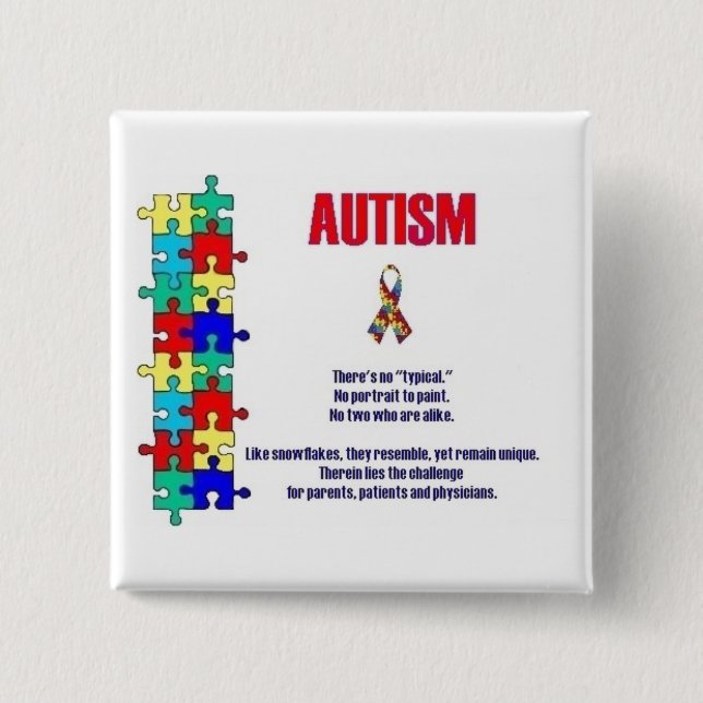 Bóton Quadrado 5.08cm Consciência do autismo (Frente)