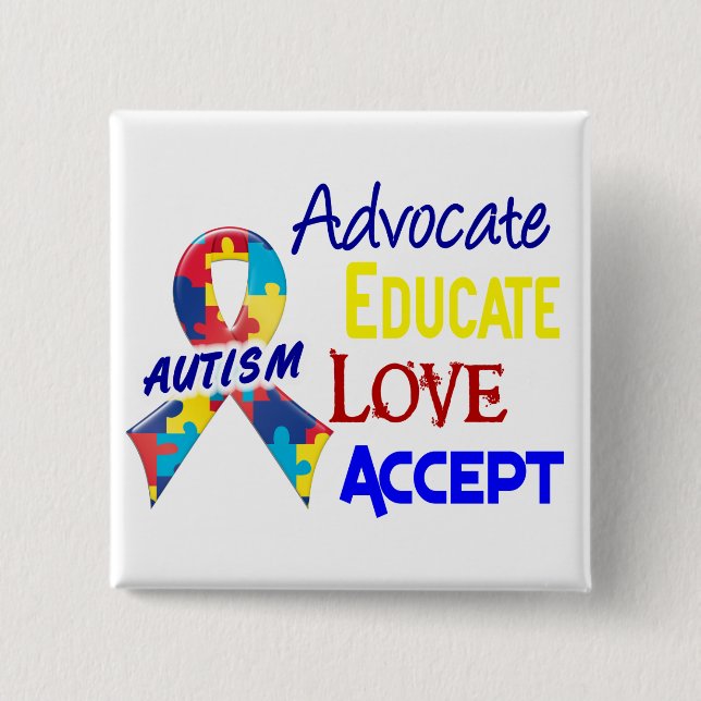 Bóton Quadrado 5.08cm Consciência do Autismo (Frente)