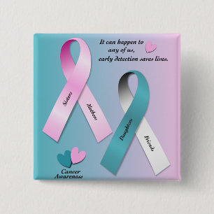 Bóton Quadrado 5.08cm Consciência do cancer