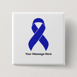 Bóton Quadrado 5.08cm Consciência do Cancer de Colons de Fita Azul Perso
