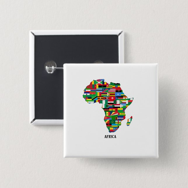 Bóton Quadrado 5.08cm Continente de mapa africano (Frente & Verso)