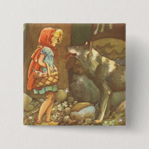 Bóton Quadrado 5.08cm Conto de fadas do vintage, pouca capa de equitaç