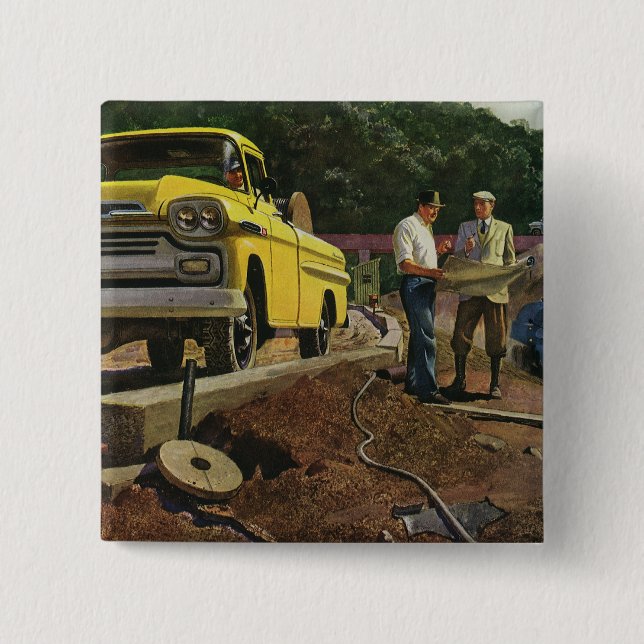 Bóton Quadrado 5.08cm Contrato de Construção do Arquiteto de Negócios da (Frente)