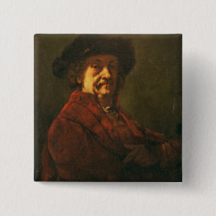 Bóton Quadrado 5.08cm Cópia de um retrato de auto de Rembrandt, 1869