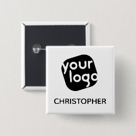 Bóton Quadrado 5.08cm Cor Personalizada Moderna Adicionar Nome e Logotip