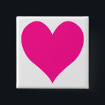 Bóton Quadrado 5.08cm Coração Cor-de-Rosa Profundo e Bonito<br><div class="desc">Simples e fofo forma cardíaca numa profunda sombra de rosa.</div>