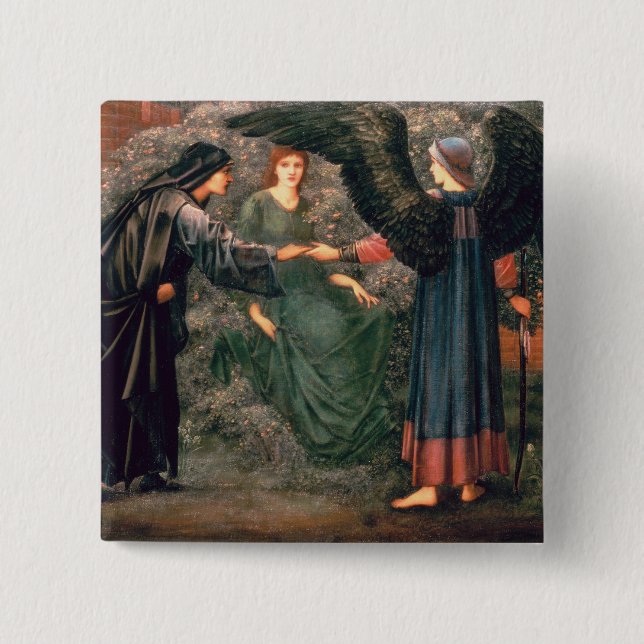 Bóton Quadrado 5.08cm Coração do rosa (Frente)