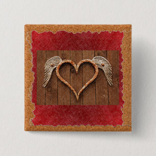 Bóton Quadrado 5.08cm Coração voado