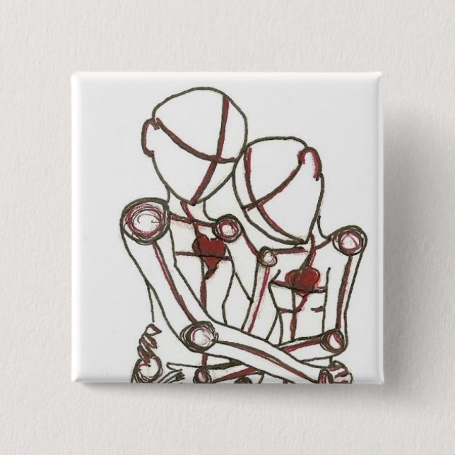 Bóton Quadrado 5.08cm corações (Frente)