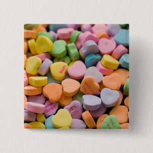 Bóton Quadrado 5.08cm CORAÇÕES DO CANDY DO namorados
