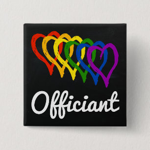Bóton Quadrado 5.08cm Corações mergulhados casamento Officiant do