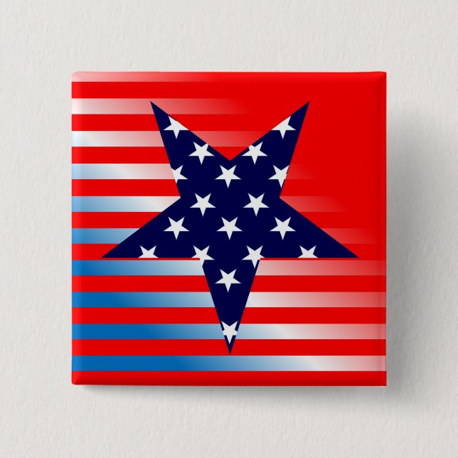 Bóton Quadrado 5.08cm Cores da bandeira americana (Frente)